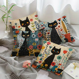 Bohém fekete macskás párnahuzatok