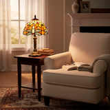 Dekoratív LED asztali lámpa vitrázzsal