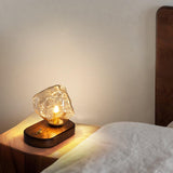 Üvegből készült asztali lámpa jégkő formájában