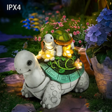 Lámpa teknős családdal színes üvegben